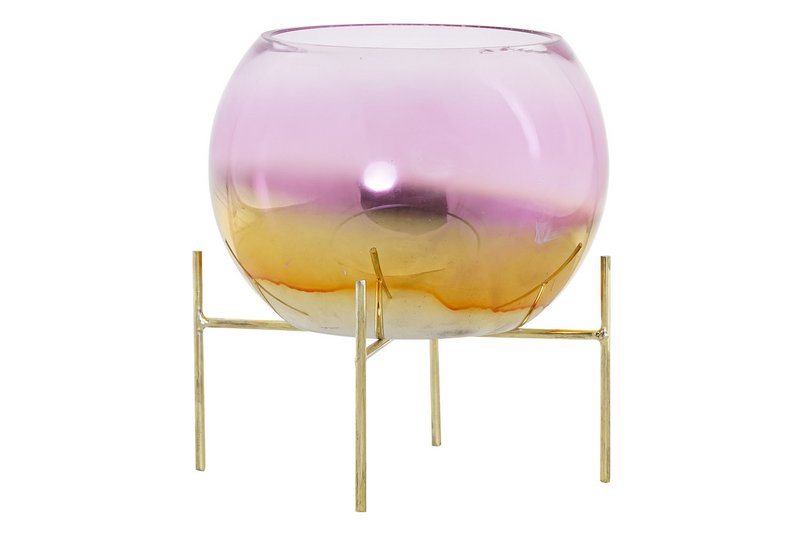 PORTAVELA METALLKRISTAL 19X19X20,5 ROSA LD183061