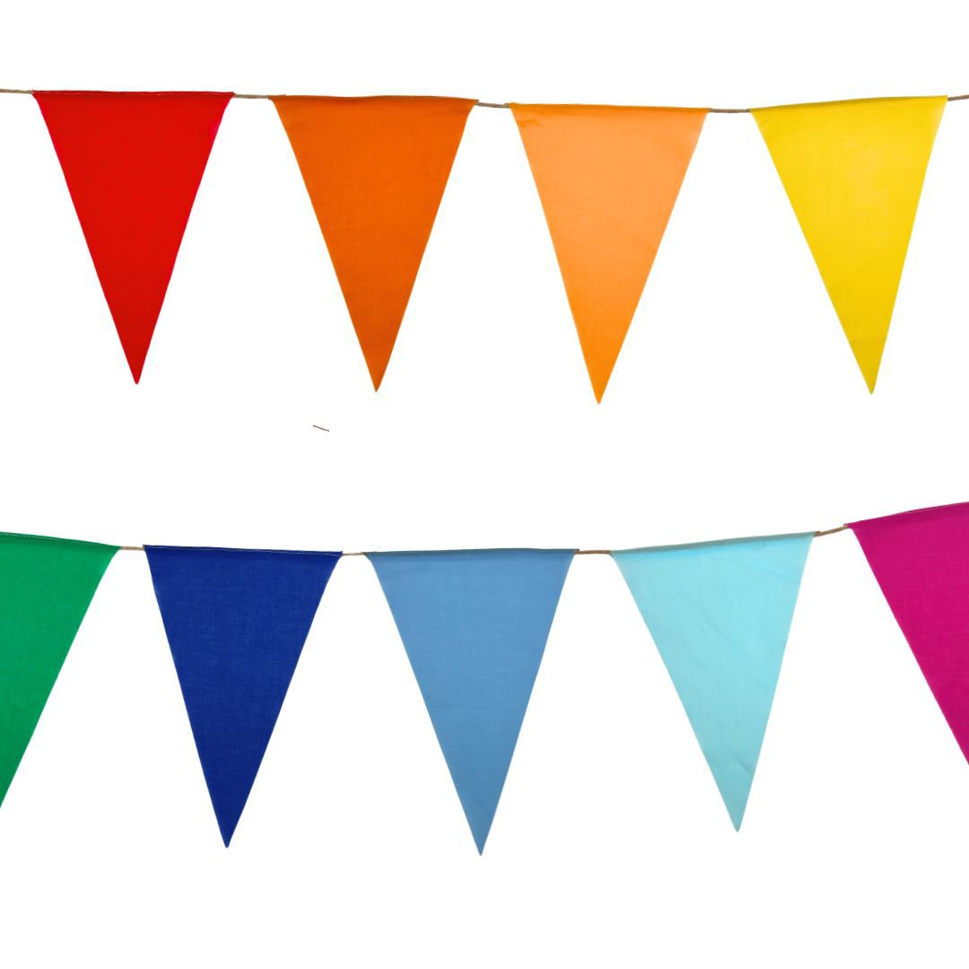 Drapeaux en coton - multicolores - 10 mètres de ligne de drapeau