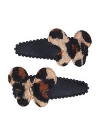 Black and brown leopard print butterfly hair clips for kids