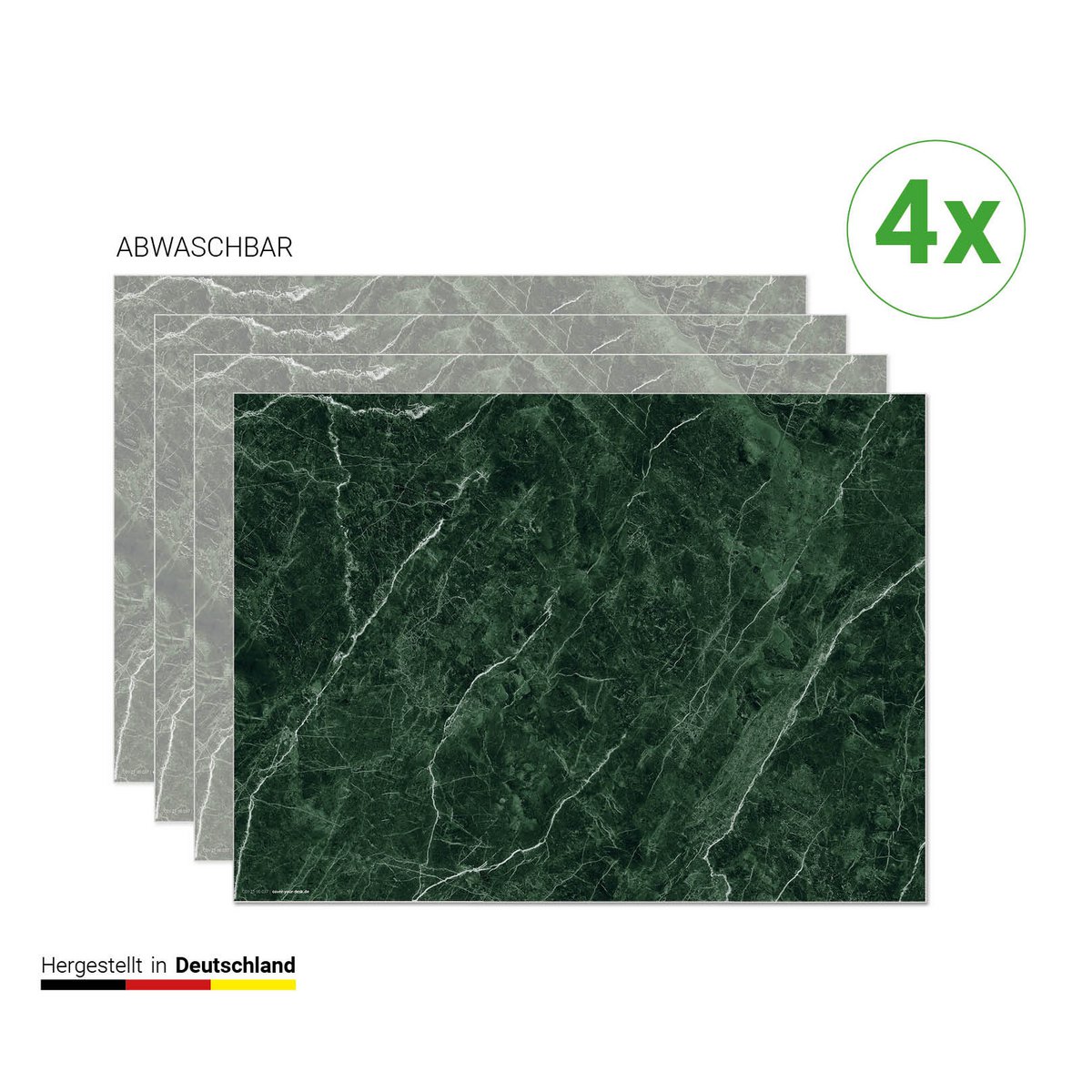 Marbre vert noble - Sets de table | Sets de table en vinyle premium 44 x 32 cm - 4 pièces