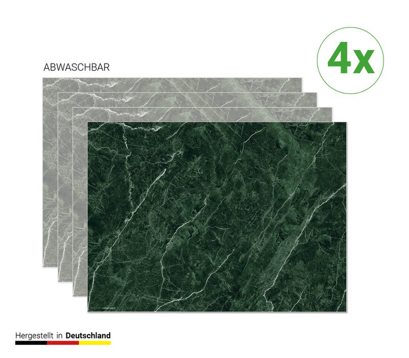 Noble Green Marble - Dækkeservietter | Premium vinyl dækkeservietter 44 x 32 cm - 4 stk