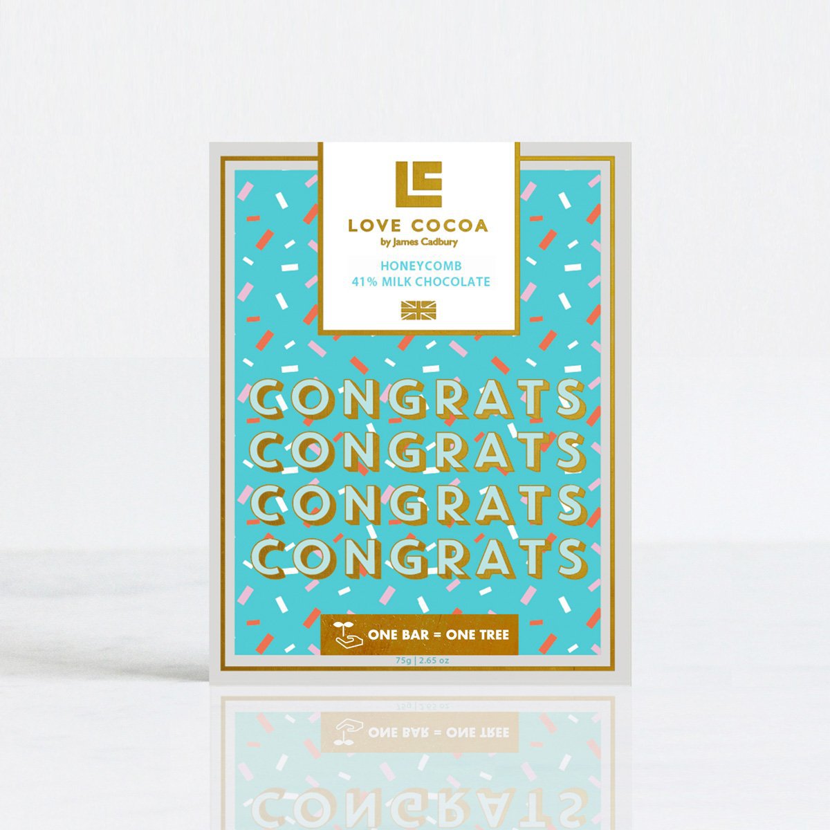 "GEFELICITEERD" Honingraat 41% Melkchocolade