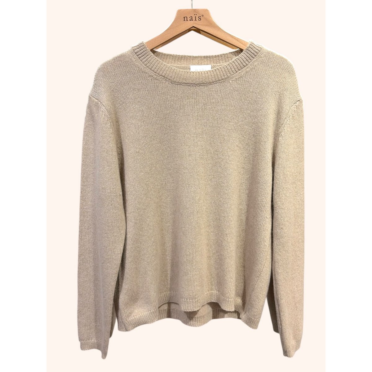 Pull col rond manches longues en 50% cachemire et laine