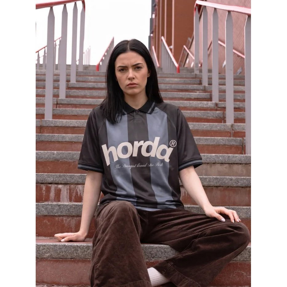 Horda Football Style Recycled Mesh Polo Dark Grey