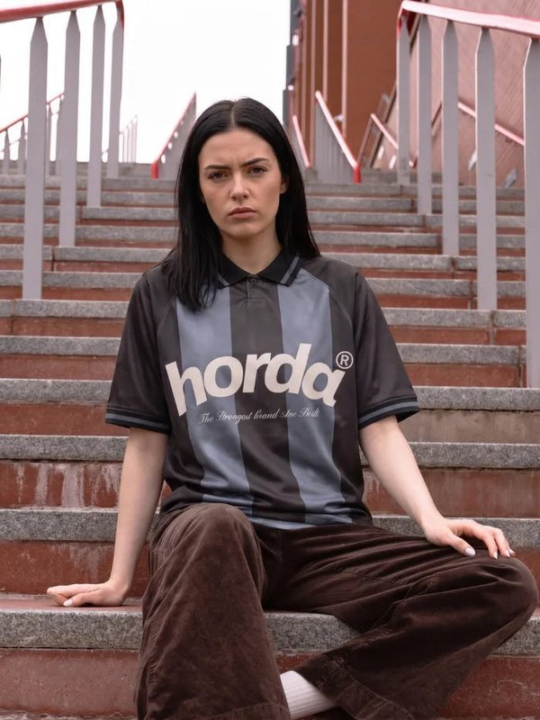 Horda Football Style Recycled Mesh Polo Dark Grey