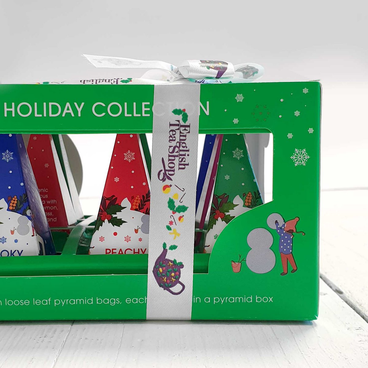ETS - Tee Geschenk mit Schleife "Holiday Collection, Grün", BIO, 12 Pyramiden-Beutel
