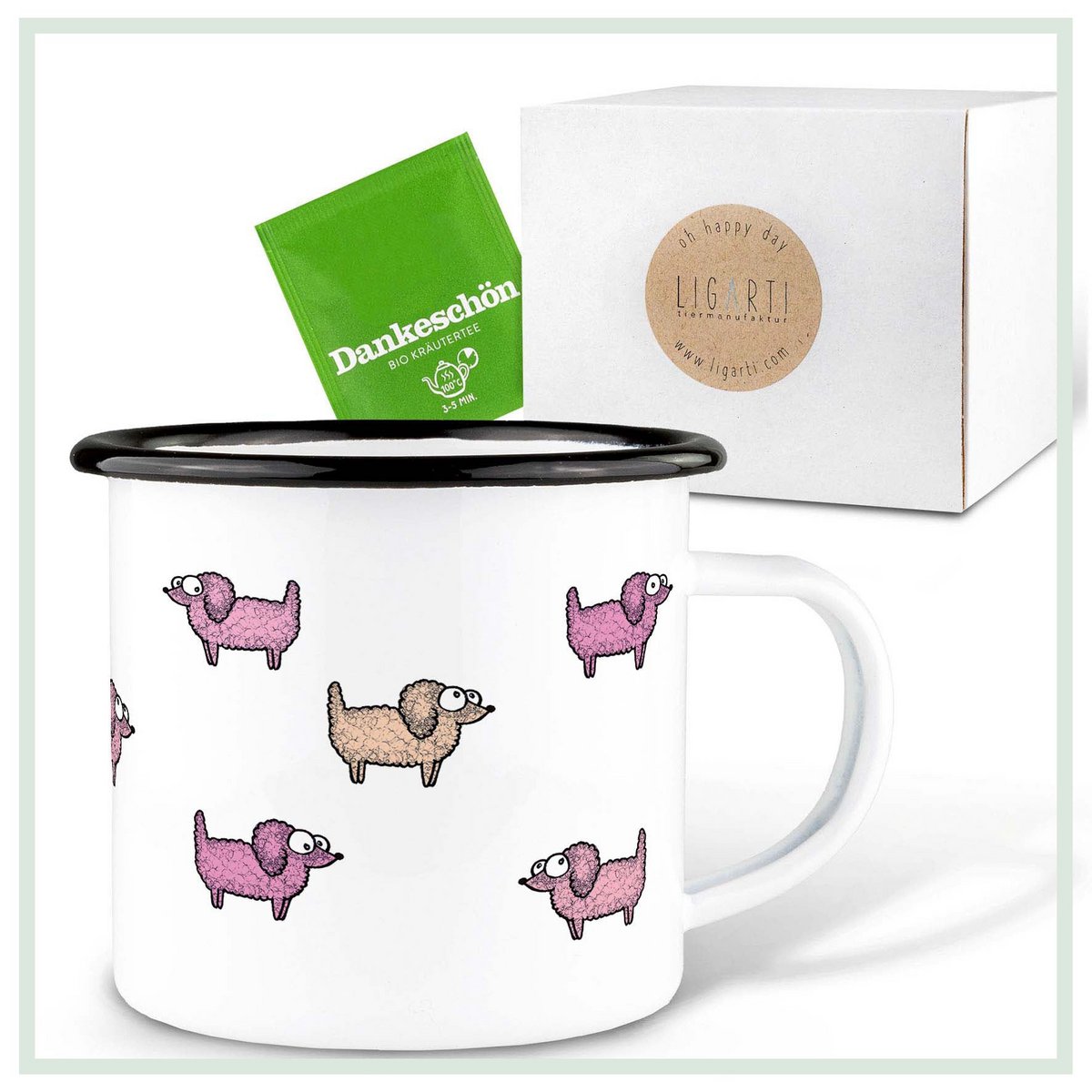 Emailletasse – Pudel Rudel