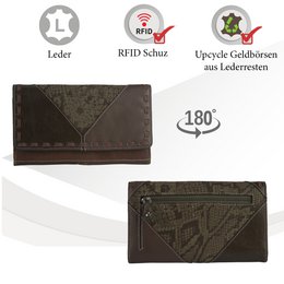 Sunsa women's wallet. leather purse. Wallet with RFID protection. Sustainable wallet made from leather scraps. Large women's wallet with many credit card compartments - wallet/purses for women the best gift idea.