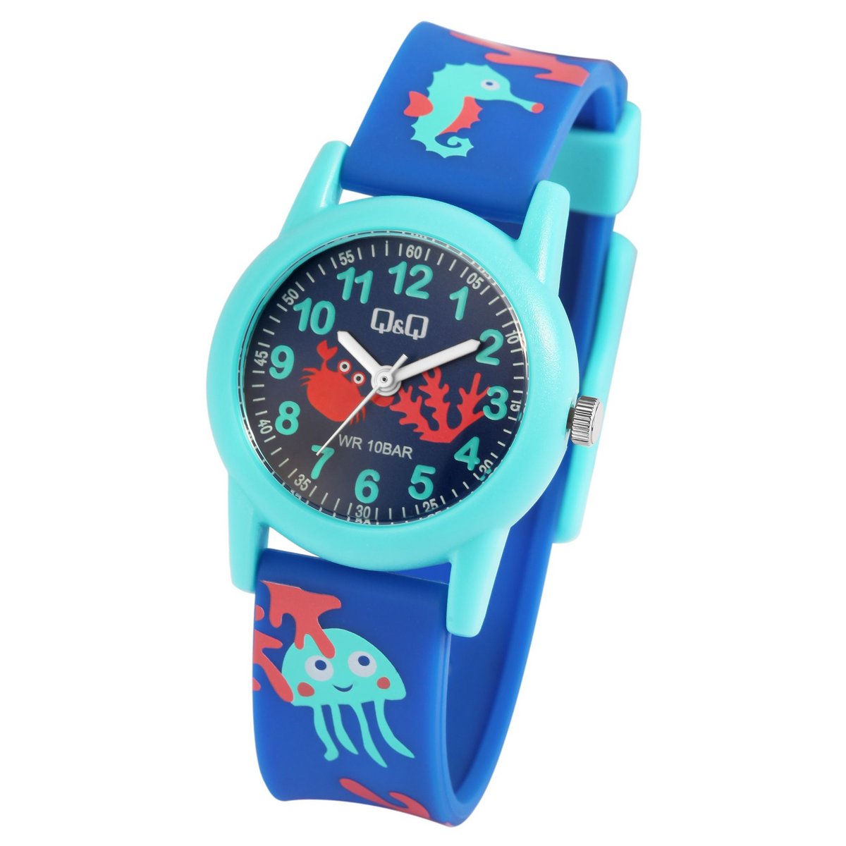 Montre pour enfants Q&Q "Underwater World", bracelet en résine, 10 ATM