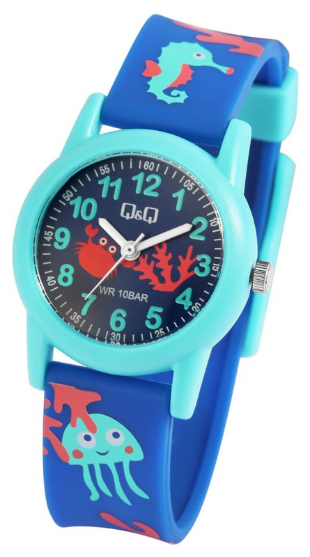 Montre pour enfants Q&Q "Underwater World", bracelet en résine, 10 ATM