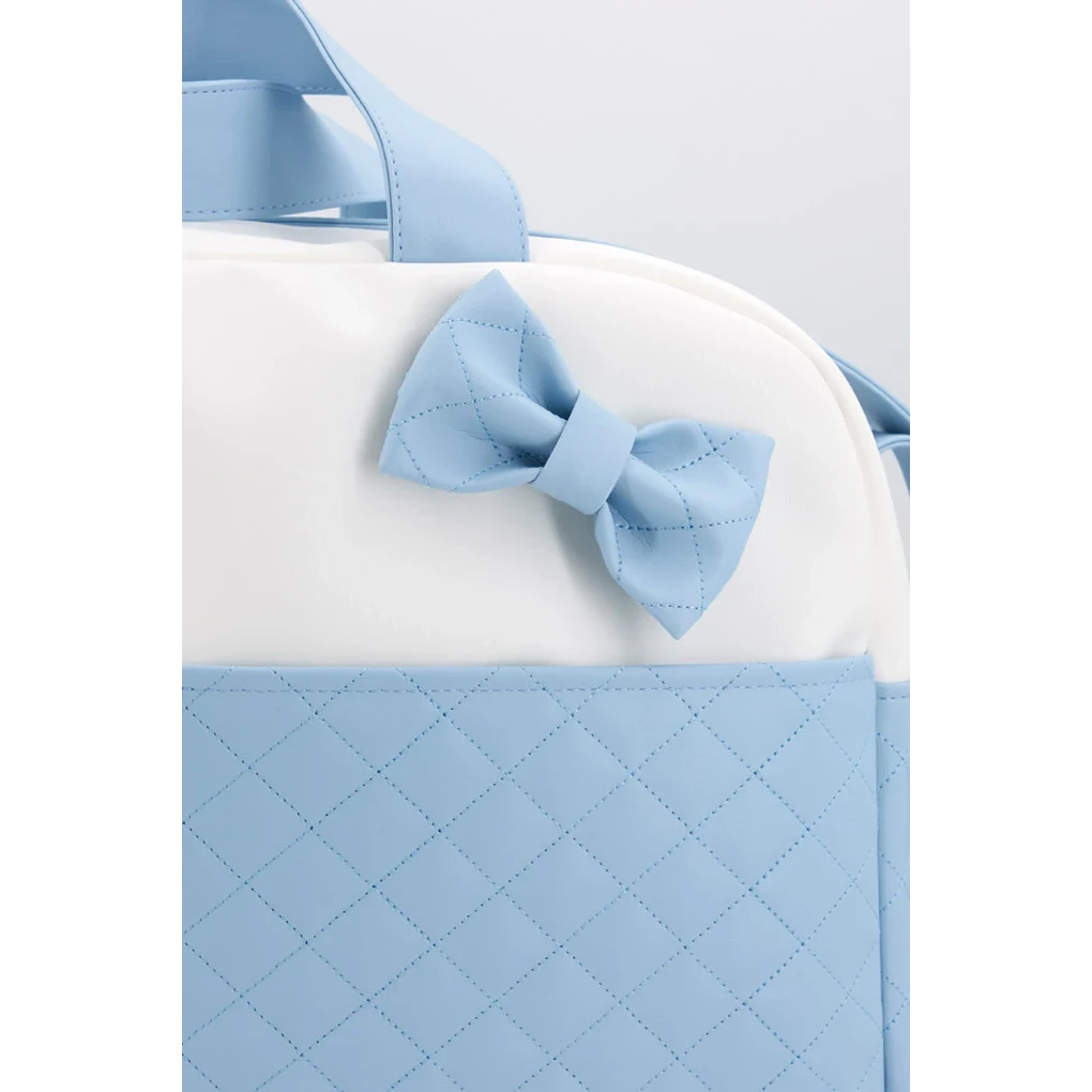 Sac de maternité matelassé pour bébé avec nœud, bleu