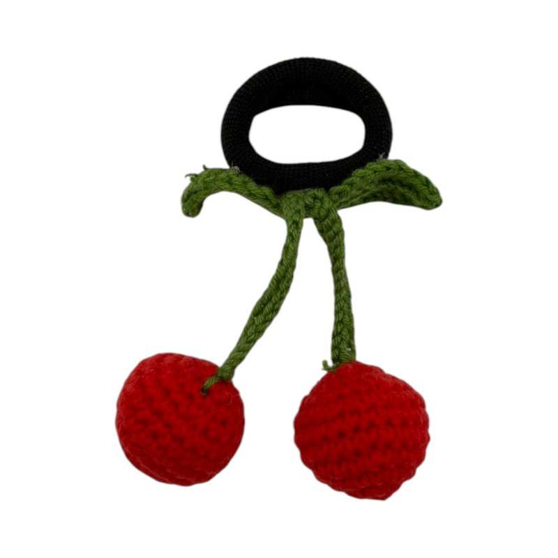 Élastique à cheveux au crochet fait main - cerises