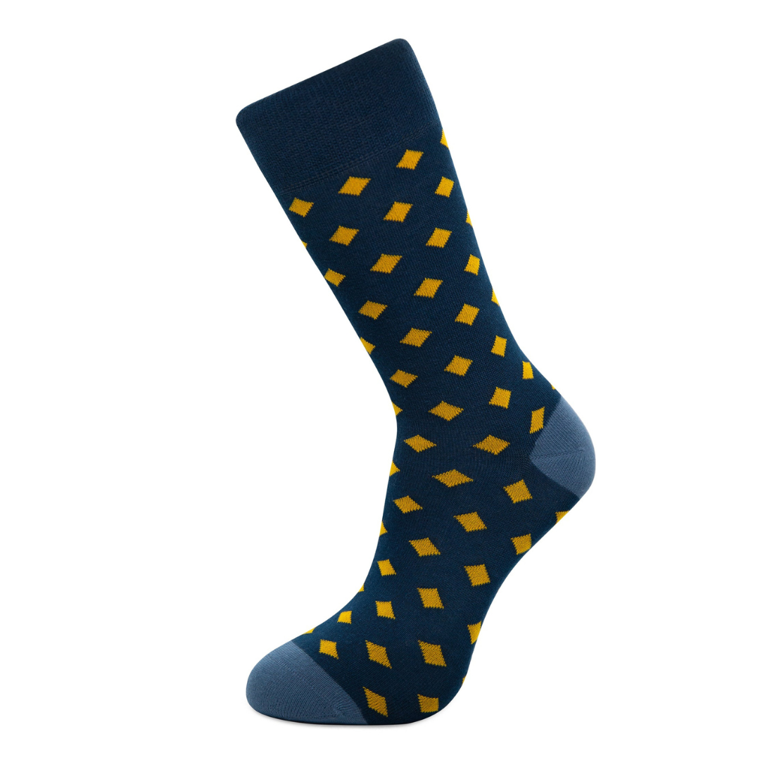 Blue with Yellow Diamonds Bamboo Socks