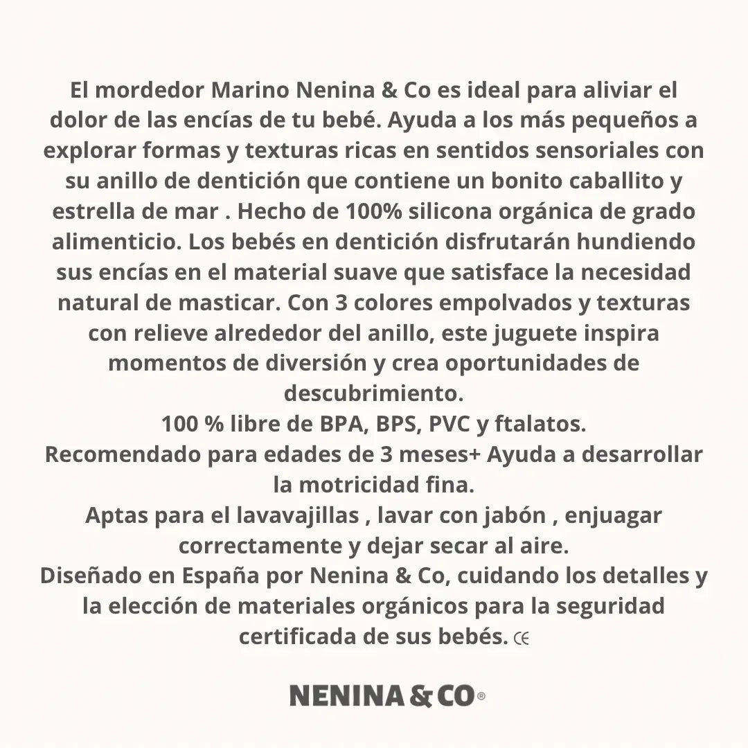 Anneau de dentition bébé en silicone bio vert marine (+3M) Soulagement des gencives - Nenina & Co