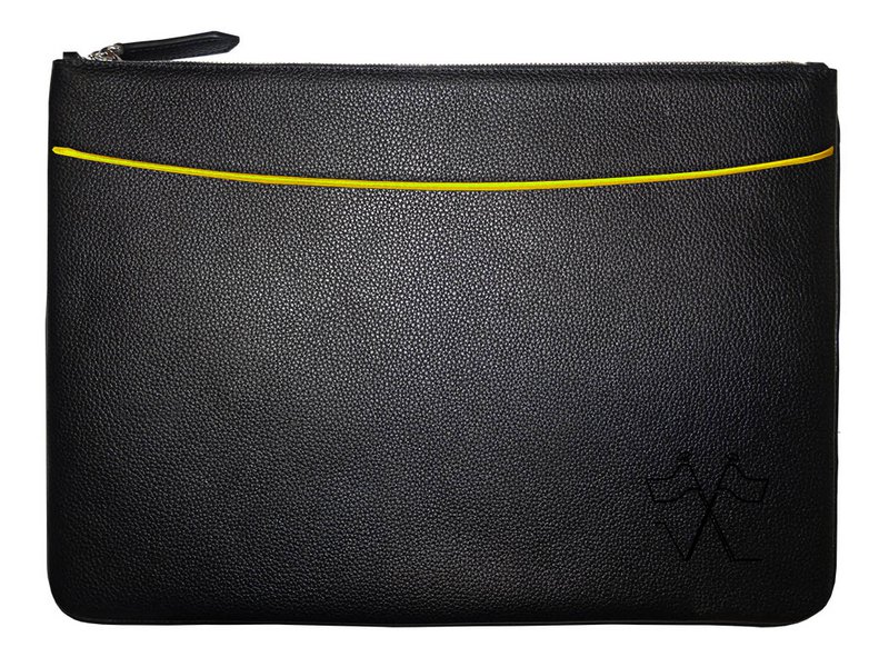 VUE LAC laptop sleeve with brown front pocket, 38cm Yellow border