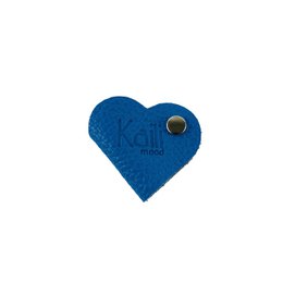 K0039OB | Made in Italy hartvormige kabelhaspel van echt volnerf leer, dollarkorrel - Lichtblauwe kleur - Afmetingen: 5 x 8 x 0,5 cm - Verpakking: stijve bodem/deksel Geschenkdoos