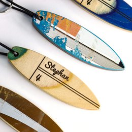 Llavero de madera, llavero de tabla de surf personalizado, hecho de madera de skate reciclada