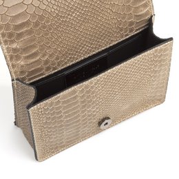 Florence Artegiani. Lorenza Women's Handbag. Genuine Leather Suede Engraving Snake