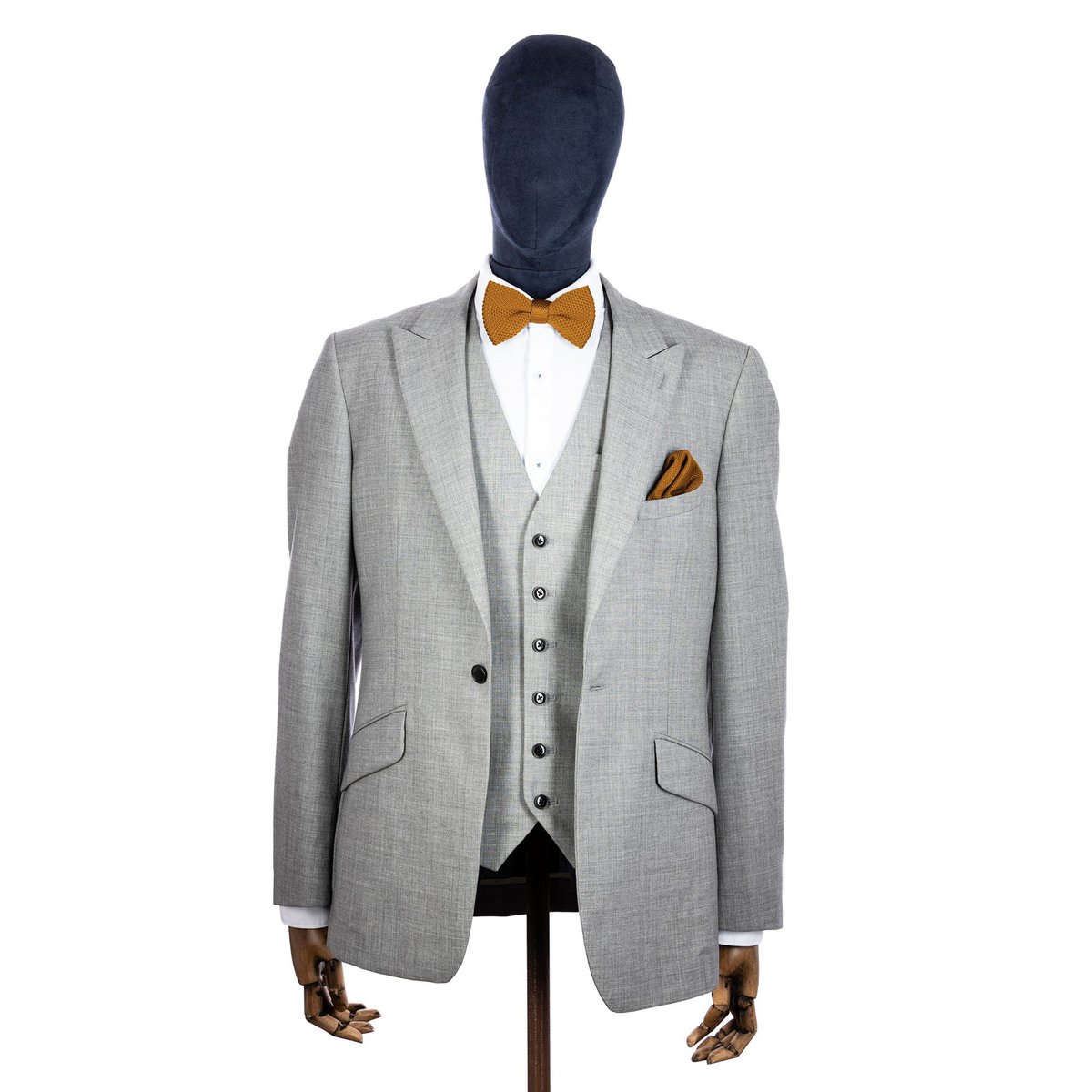 Orange Ember Knitted Bow Tie and Knitted Pocket Square Set