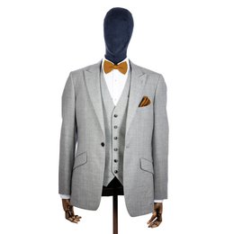 Orange Ember Knitted Bow Tie and Knitted Pocket Square Set