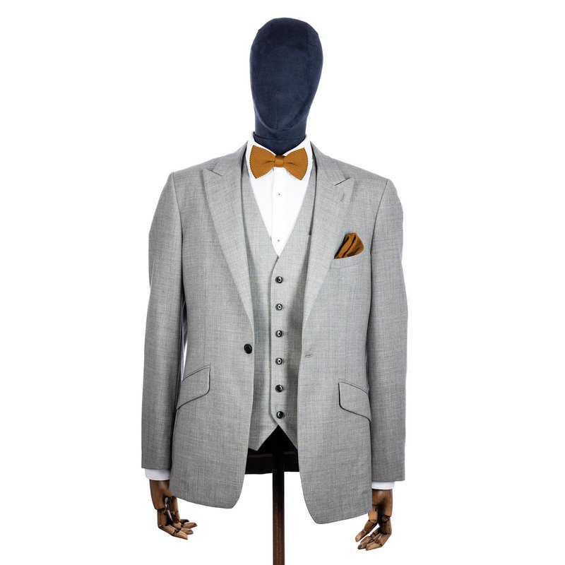 Orange Ember Knitted Bow Tie and Knitted Pocket Square Set