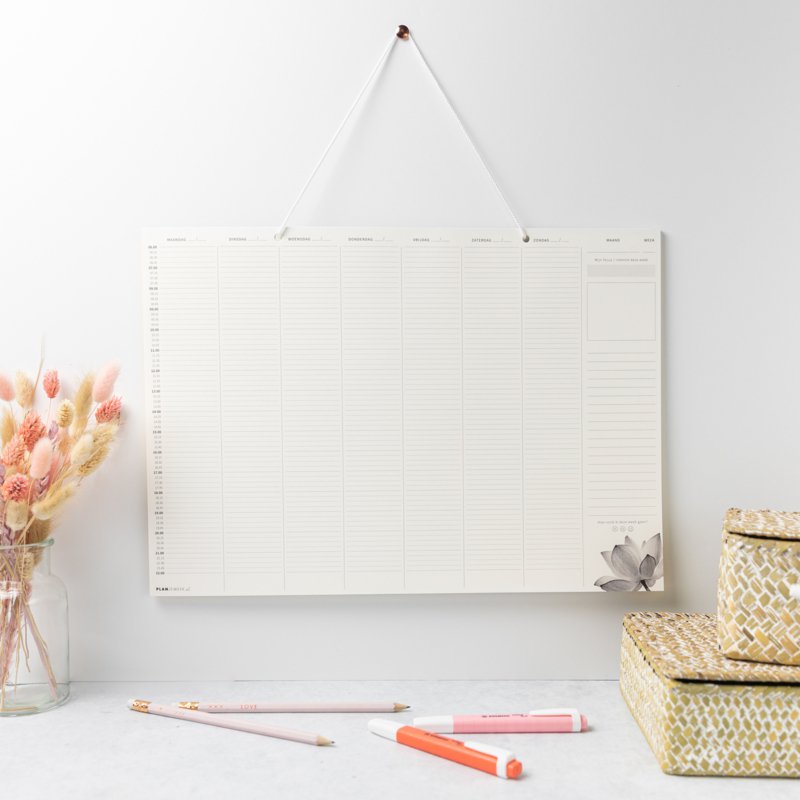 Prikkelarme A3 weekplanner / deskplanner 'Lotus' schrijfblok