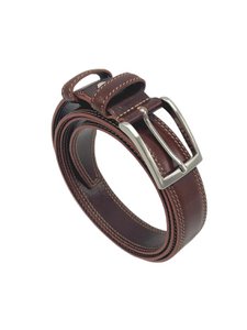 Klassischer 28-mm-Herrengürtel aus echtem Leder mit zweireihigen Nähten, hergestellt in Italien, Art.-Nr. 030/3.391