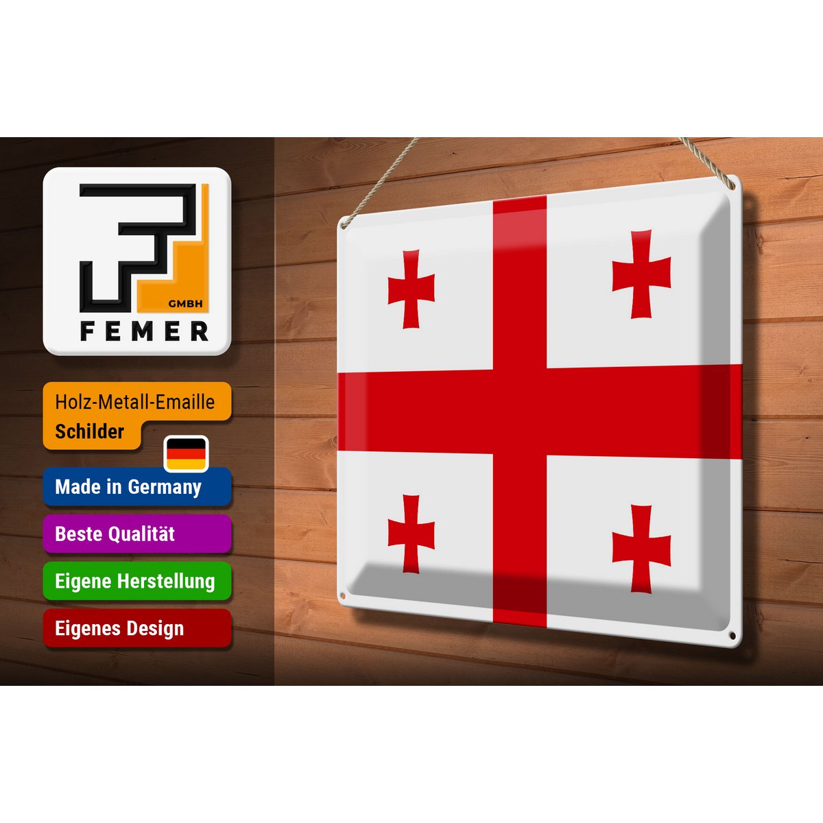 Tin Sign Flag of Georgia 40x30cm Flag of Georgia