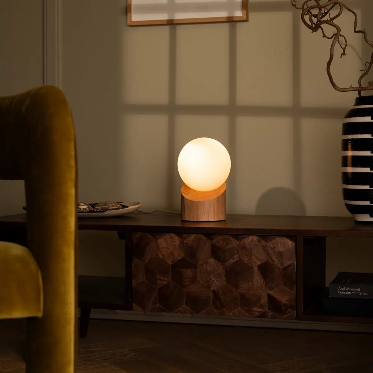 Quin Light Brown Wooden Lamp