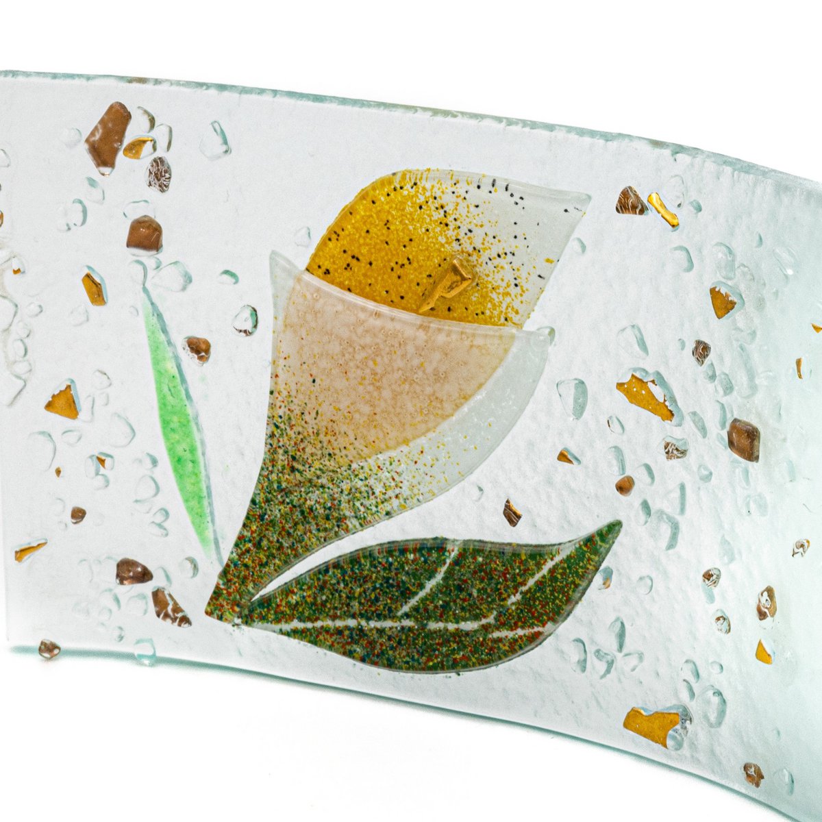 HaVed rechthoekige tafelklok, in murano -glas, cadeau -idee, gunsten, bloemendecoratie cm.30 cm