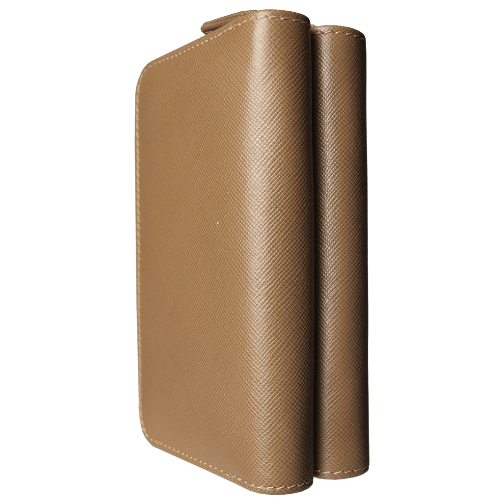 Schlüsseltasche aus Saffiano-Leder mit doppeltem Reißverschluss Taupe