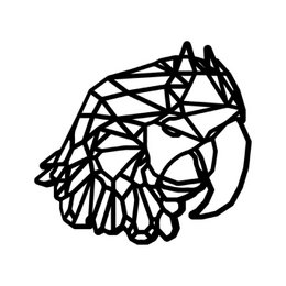 Geometric animal parrot wall art, available in 3 sizes (S, M, L) and black color. Features an abstract, polygonal design of a parrot.