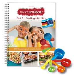 Livre de recettes Kids Easy Cup : Cuisiner avec les enfants (Partie 2), Coffret de cuisine incl. 5 tasses à mesurer colorées