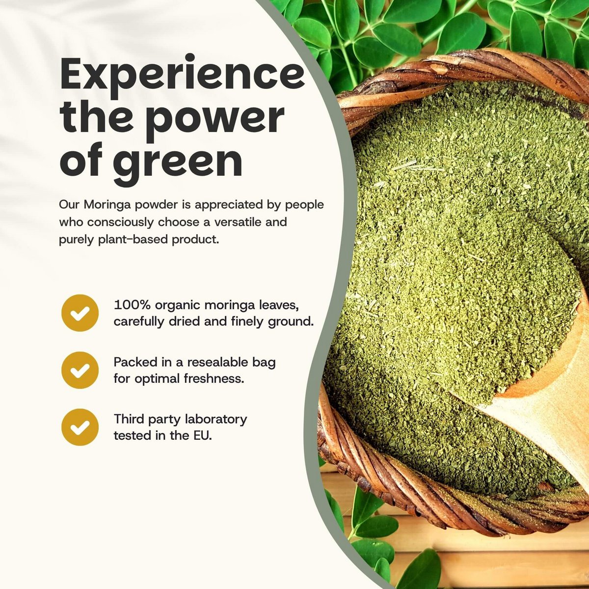Organiczny proszek Moringa - 60 gramów