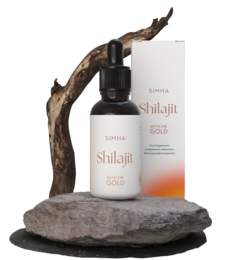 Dark bottle of Himalayan Shilajit (Mumio) supplement with dropper. Shilajit is a mineral-rich tar-like substance found in the Himalayan mountains.