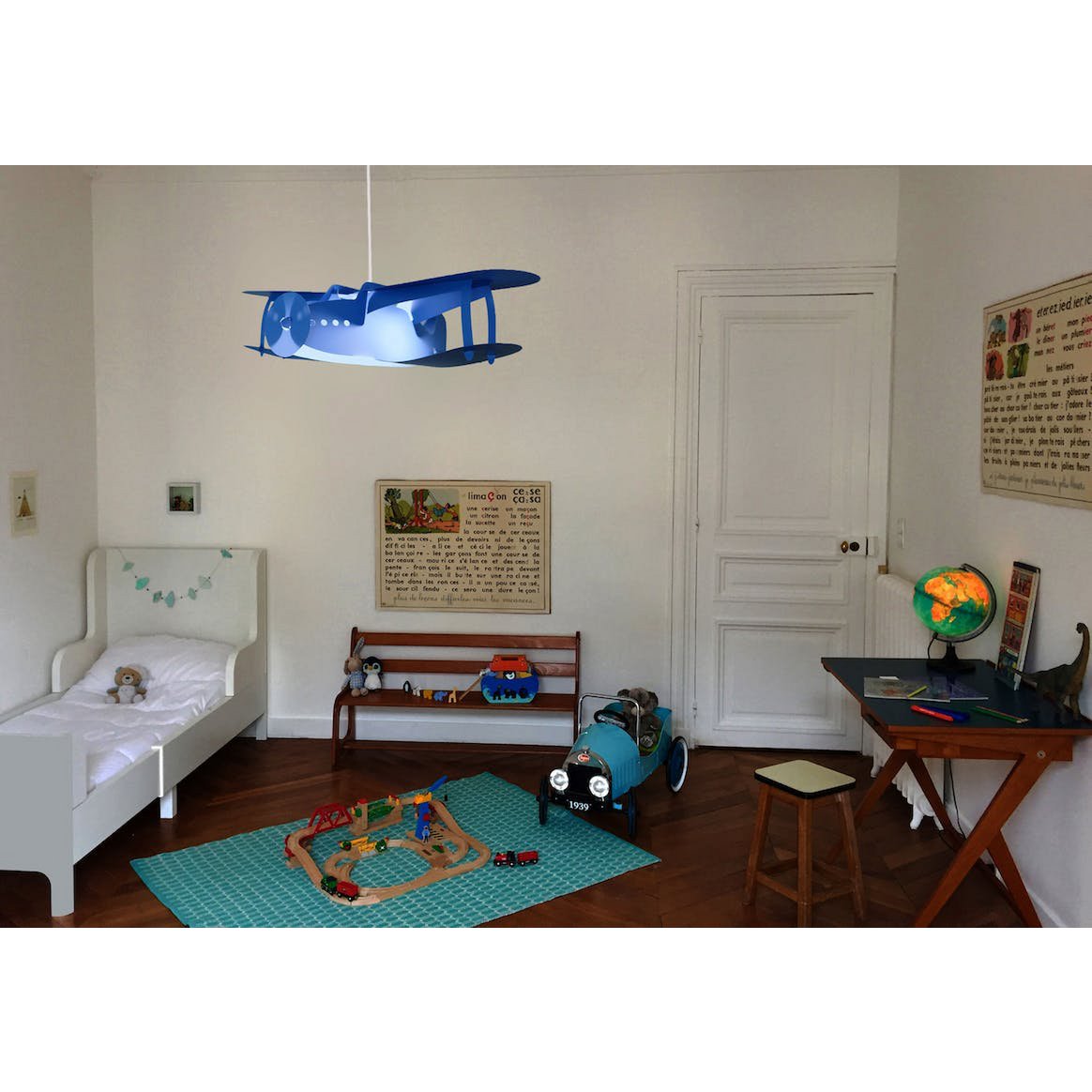 NIEBIESKA LAMPA WISZĄCA DLA DZIECI