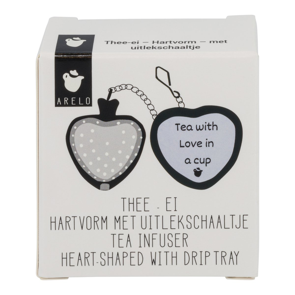 Thee-ei - Hartvorm met uitlekschaaltje - in verpakking