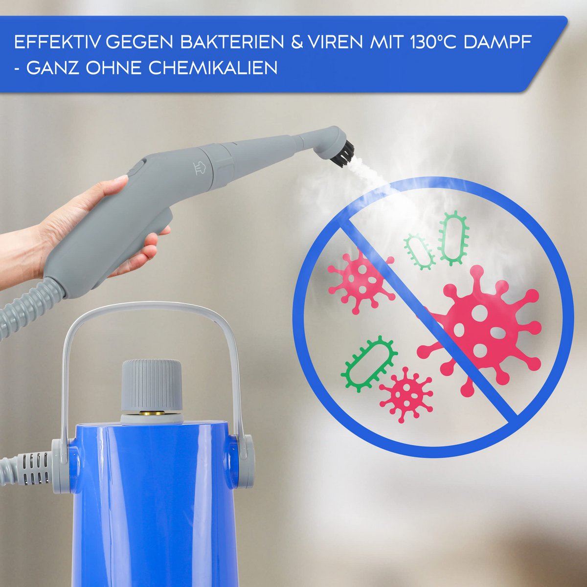LIFETIME Elektrische Stoomreiniger Handstoomreiniger - 1000W & 300ml + 10x Accessoires | Handstoomreiniger stoomreiniger auto hetelucht voegenreiniger voor badkamertegels en voegen apparaat gestoffeerde meubels