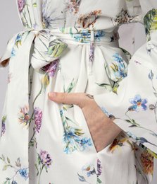 Sateen Bathrobe Kimono Midsummer
