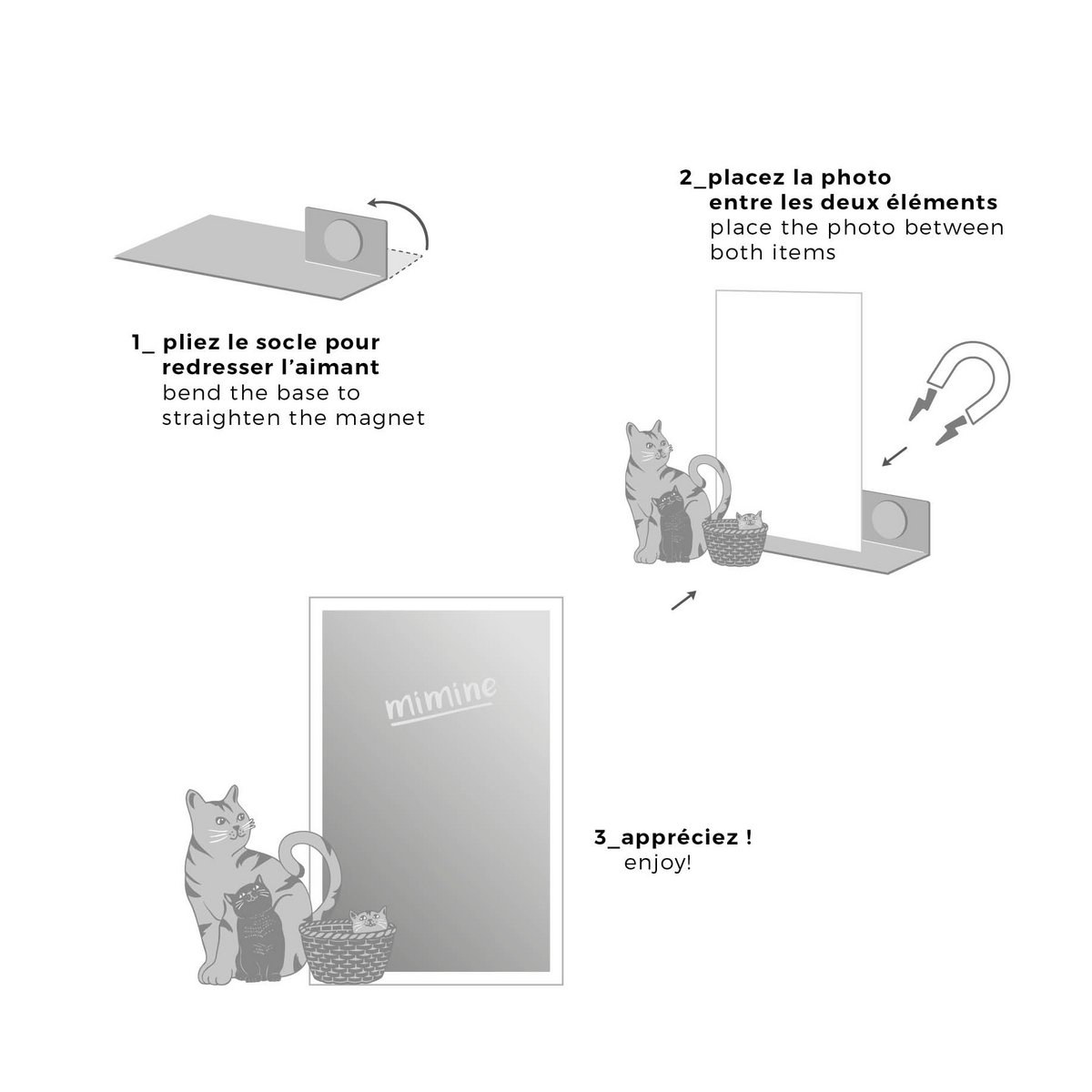 magnetic metal photo holder - cat mimine 