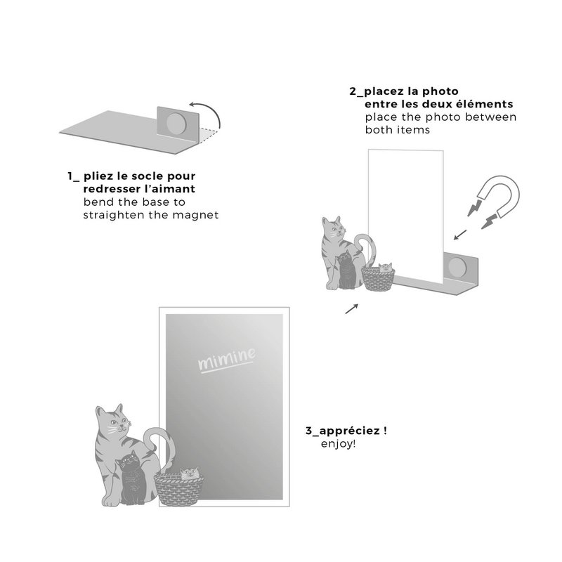 magnetic metal photo holder - cat mimine 