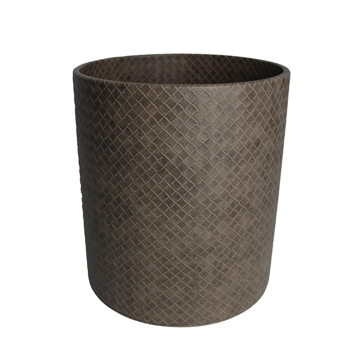 Poubelle ronde de cuir synthétique en cuir marron enduit de 22xh28 cm