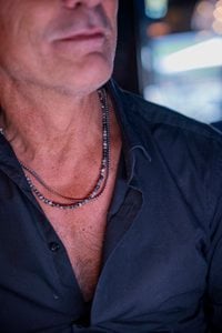 ketting Rantai Empat Picasso Jasper (4mm), roestvrij staal