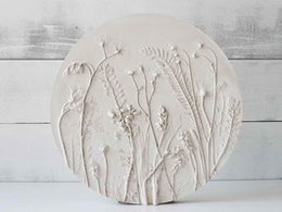 Cuadro redondo, decoración de pared, escultura de pared, cuadro en relieve, blanco, 26cm