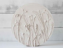 Rundes Bild, Wanddeko, Wandskulptur, Reliefbild, weiß, 26cm