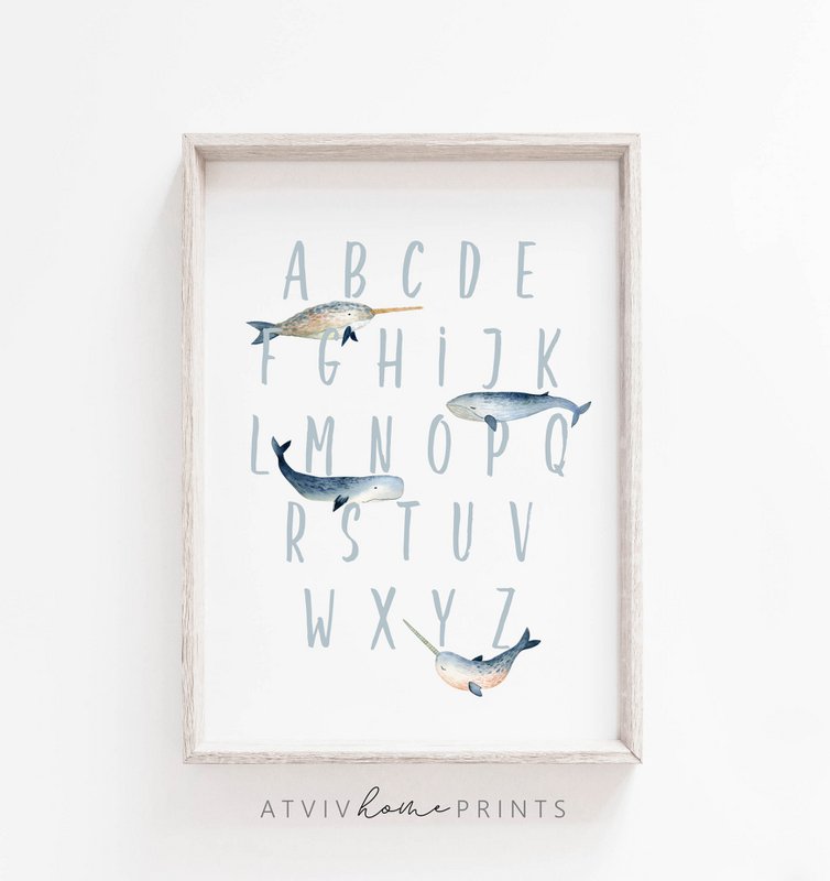 Ocean alphabet poster, nautical alphabet poster, kids alphabet poster, surf poster, surf decor, surf poster, ocean poster, nautical nursery print, surf print, nautical print, waves print, nursery wall art, nursery print, boys room, beach poster