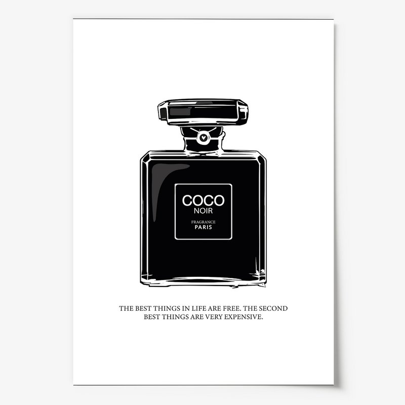 Poster: Coco Noir Perfume Bottle Illustration