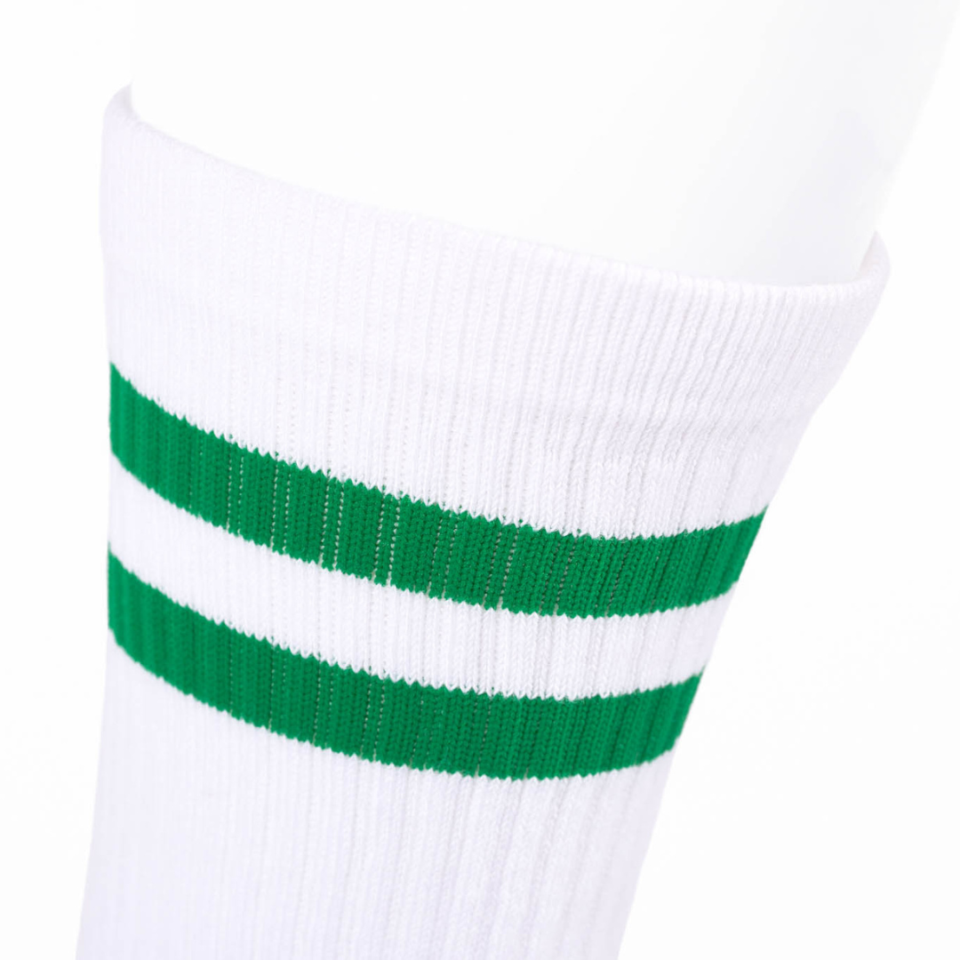 Athletic socks - Double stripes white/green