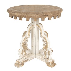 Side table Round Ø 80x81 cm Brown White Wood Sidetable