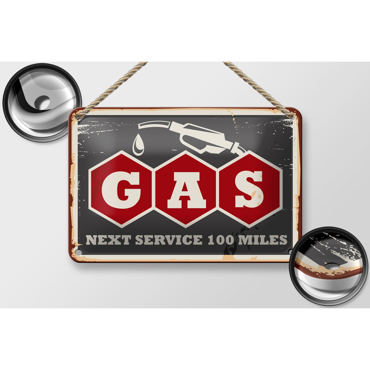 Tin sign retro 18x12cm gas car next service 100 petrol decoration